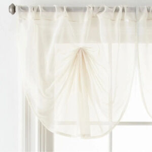 Liz Claiborne Lisette Sheer Fan Valance. Ivory 34 in W X 25 in L. New In Package